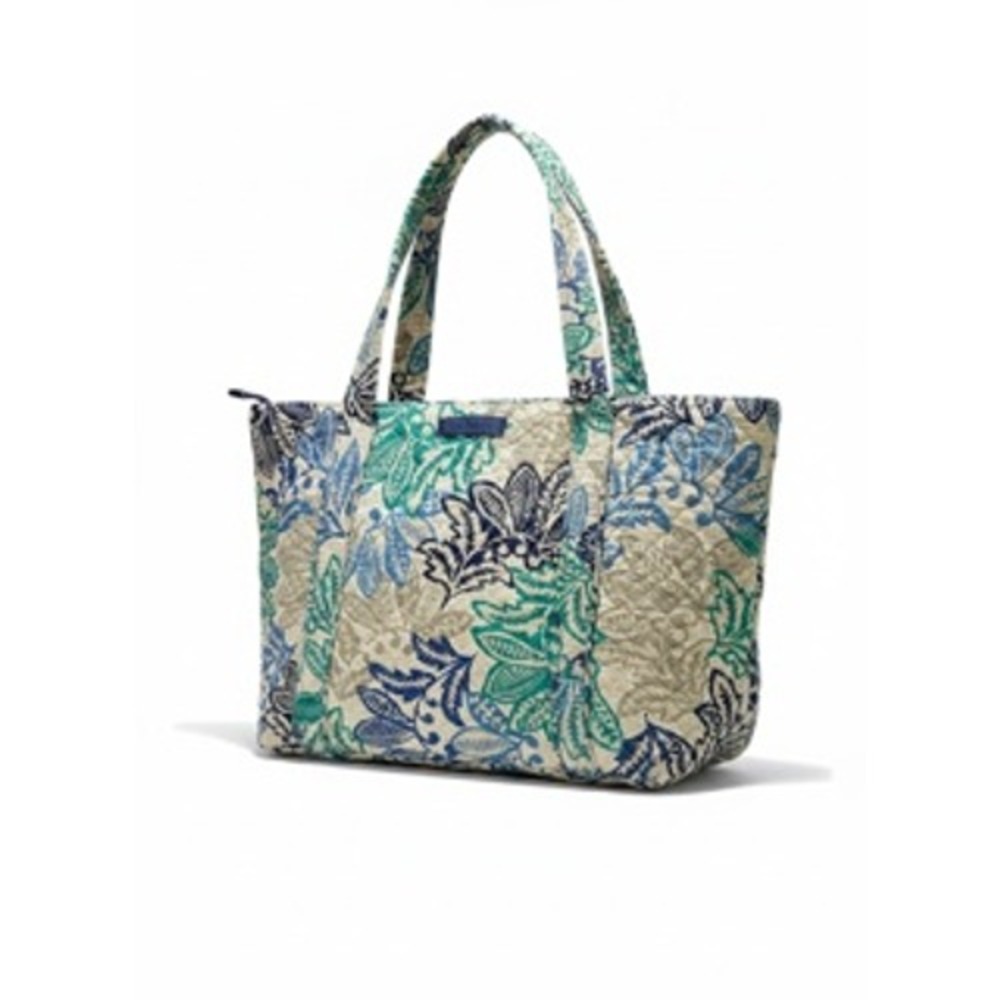 Vera Bradley Quilted Cotton Tote Bag Blue Teal Floral Lapis Diamond Shoulder Bag